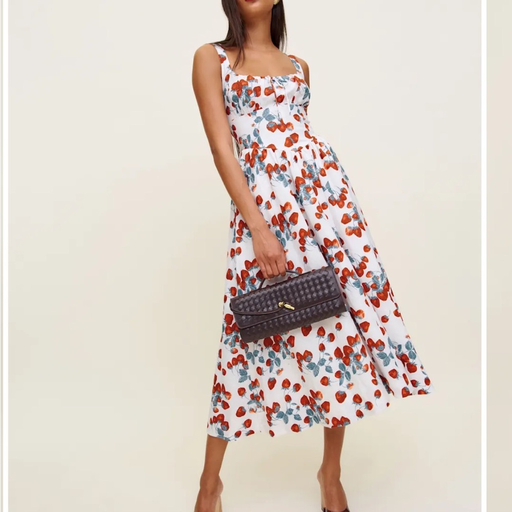 NWT REFORMATION Balia Linen Dress, Strawberry Jam, size 6 - Picture 2 of 7